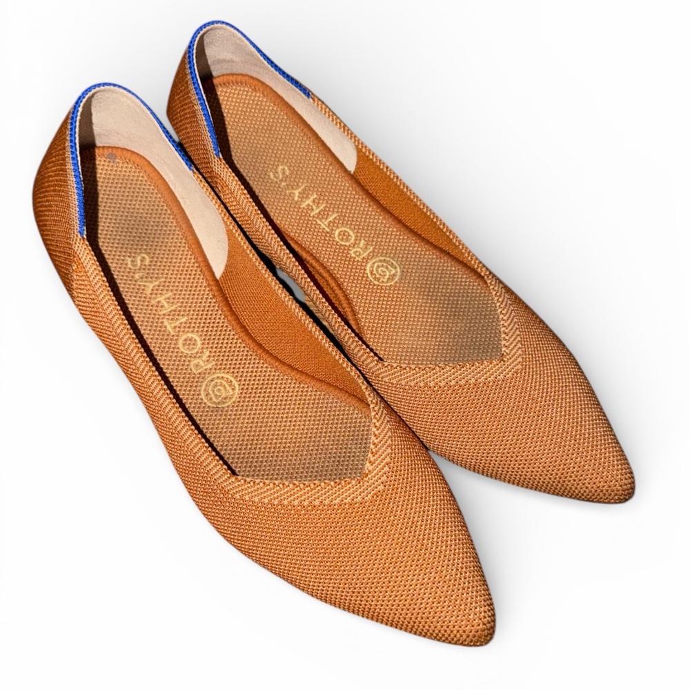 Rothy's Women's Brown Flats with Blue Accents